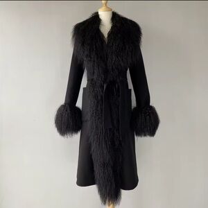 Wool and Mongolian sheep fur penny Lane coat